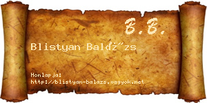 Blistyan Balázs névjegykártya